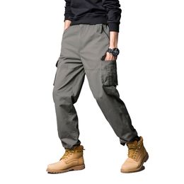 Cargo Pants Mens Military Tactical Multi Zipper Pockets Long Pants Male Cotton Casual Overalls Loose Baggy Work Trouser Big Size