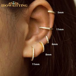 Stud 2023 New Minimalist Small CZ Hoop Earrings For Women Men Cubic Zirconia Earrings Gold Plated Cute Jewellery Pendientes 5mm13mm Z0517