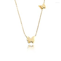 Pendant Necklaces Elio 316L Stainless Steel Jewellery Summer 2023 Golden Shining Charm Butterfly One Piece Necklace For Women Party Gift