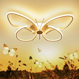 Nordic Creative Aluminium LED Butterfly Shaped Ceiling Light Simple Remote Control 22W 36W Living Room Girls Room Home Ceiling Lamp white