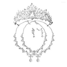 Necklace Earrings Set Bridal Jewellery Rhinestone Wedding Dating Engagement Headband Kit Alloy Women Holiday Ornaments