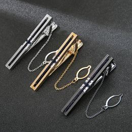 Cuff Links Chain Tie Clip Fashion Men's Women Formal Wear Business Banquet Cocktail Party Luxury Crystal Tie-clips Wedding Accessories 230518