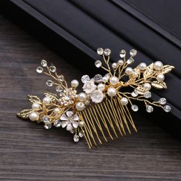 Crystals Beading Bridal Hair Combs Crown Tiara Wedding Hair Accessories Women Handmade Headband Ornaments Female Prom Headdress Hairband Headwear ZJ09