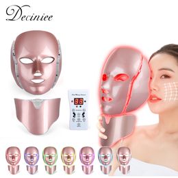 Face Care Devices 7 Colours LED Mask with Neck Face Care Treatment Beauty Pon Therapy Skin Rejuvenation SPA Anti Acne Wrinkles Removal 230517