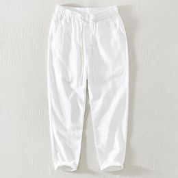 Men's Pants Fashion Mens Cotton Linen Thin Drawstring Elastic Waist Casual Straight Yoga Loose Beach Breathable