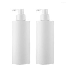 Storage Bottles 400ML Empty Plastic White Bottle Flat Shoulder PET Whiteness Lotion Press Pump Portable Refillable Container Packaging