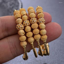 Bangle 24k 4pcs Ethiopian Bead Gold Colour Bangles For Boys Girls African Dubai Bracelet Bridal Wedding Gifts