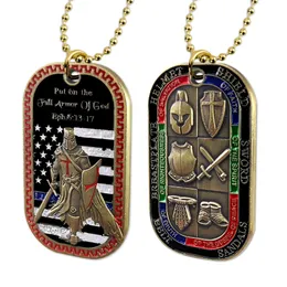 Put On The Whole Armour Of God Dog Tag Pendant Necklace Challenge Coin Badge