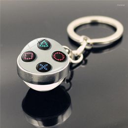 Keychains WG 1pc Game Controller Cabochon Keychain Crystal Glass Ball Pendant Time Jewel Creative Gift For Men