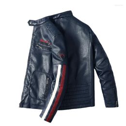 Men's Fur Men Motorcycle Leather Jackets Vintage Biker Jacket Male Fashion Bomber Outwear 2023 Autumn Winter Zipper Faux PU Coat