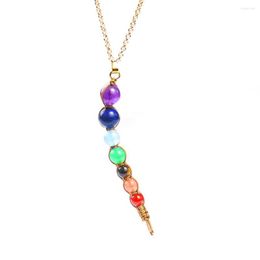 Pendant Necklaces Patanjali Yoga Chakra Healing Amethyst Crystal Quartz Spacer Bead Necklace Energy Stone Charm Dangle Choker Jewellery Gift