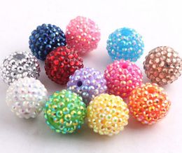 Beads Kwoi vita Handmade Colourful 12mm 20mm 22mm Chunky Resin Rhinestone Beads Ball for Kids Girls Jewellery Making