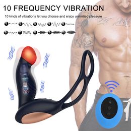Vibrators Male Prostate Massage Vibrator Anal Plug Silicone Stimulator Butt Delay Ejaculation Ring Toy For Men Adult Sex 1120