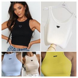 Summer White Women Tops Tees Crop Top Embroidery Sexy Black Tank Top Casual Sleeveless Backless Top Shirts Luxury Designer Solid Colour Vest