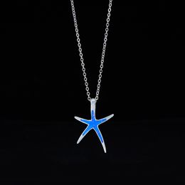 Pendant Necklaces Ekopdee Trendy Blue Star For Women Female Starfish Sea Necklace Ocean Summer Beach Jewelry Collar 230517