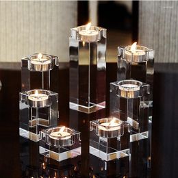 Candle Holders Clear K9 Quadrate Crystal Candlestick Holder For Romantic Candlelight Wedding Decoration Home