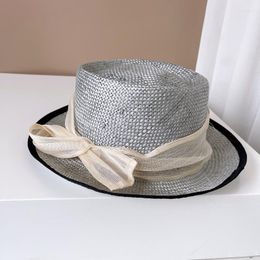 Berets Designer Luxury Handmade Fedora Hat Women Elegant Lace Breathable Sisal Straw Cap Summer Beach Sunshade Fashion Wedding