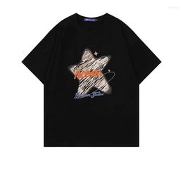 Men's T Shirts : Men Streetwear Tshirt Melting Letter Star Graphic T-Shirt Cotton 2023 Harajuku Casual Y2k Men's Short Sleeve Tops