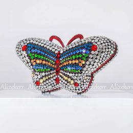 Totes Butterfly Shaped Rhinestone Designer Clutch Bag Luxury Coloured Crystal Metallic Party Purses and Handbags High Quality 230509