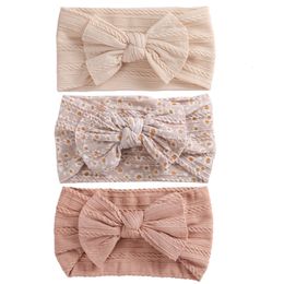 Hair Accessories 3PcsSet Baby Bows Headband Set Baby Girl Nylon Headbands Twist Cable Knit Soft Knot Turban Kids Headwear Baby Accessories 230517