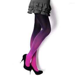 Women Socks Japanese Style Gradient Colour Sexy Pantyhose Opening Crotch Tight Sheer Stockings 1Pair For Girls Female Costume Cosplay