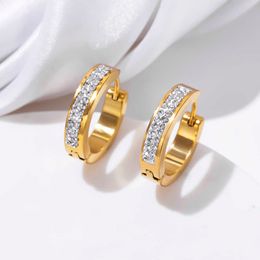 Stud ESSFF Fashion Crystal Geometric Stainless Steel Small Circle Hoop Earrings for Womens Girls Punk Men Jewellery Gifts Z0517