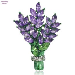 Women Brooch Romantic Crystal Lavender Flower Lapel Pins OL Accessories Lavender Botany Vindicate Gifts Luxury Jewellery