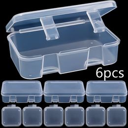 Jewellery Stand 6x Large and Small Size Clear Plastic Storage Box Containers with Lids Empty Hinged Boxes for Bank Card Beads DIY 230517