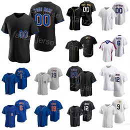 Baseball 9 Brandon Nimmo Jerseys 19 Mark Canha 6 Starling Marte 20 Pete Alonso 12 Francisco Lindor 1 Jeff McNeil Custom Name Stitched Cool Base Pullover Man Kids D-D-H