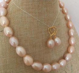 Chains Jewellery Set S Of 13-15mm South Sea Baroque Gold Pink Pearl Necklace &earring 925silver