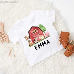 T-shirts Personalized Farm Name Kid Shirt Toddler Animal T-shirt Custom Name Child Shirts Boys Girs Cute Clothes Children Gift Tee AA230518