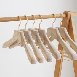 Hangers Racks 1pc Natural Camphor Wood Hanger Wardrobe Clothing Store Home Suit Clothes Hang Non-slip Clothes Rack Japanese Hanger 39x3.5cm 230518