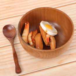 Dinnerware Sets 2 Pcs Bowl And Spoon Wooden Soup Bowls Wood Vegetable Serving For