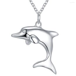Pendant Necklaces High Quality Original Wholesale Silver Plated Charm Necklace For Woman Man Fashion Jewellery Dolphin AN414