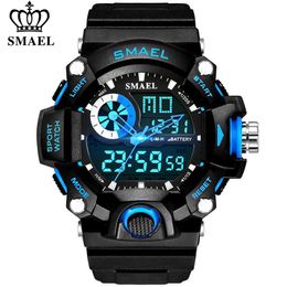 Smael Watches Men Army Army Watch привел цифровые мужские спортивные наручные часы мужской подарки аналоговые шок.