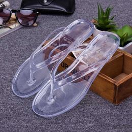 Slippers Female Flip Women's Flat Transparent Beach Slippers Women Sandals Non-slip Summer Crystal Korean Bathroom Plastic Shoes