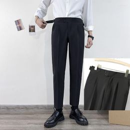 Men's Suits Men Casual Pants Spring Autumn Elastic Slim Feet Straight Breathable Trouser For Daily Office Stretch Male A212