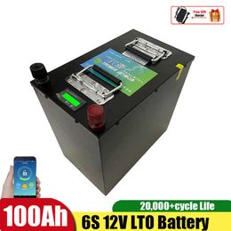 6S 12V LTO Batttery 14.4V 100Ah Lithium Titanate Battery Pack with BMS Fast Charger for Boat Solar Car EV +10A Charger