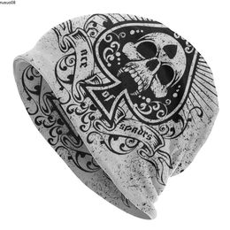Beanie/Skull Caps Heavy Metal 1960s Punk Rock Music Slouchy Beanie Hats Men Women Skull Art Ace Of Spades Knit Skullies Beanies Cap For Winter Ski J230518