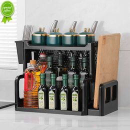 New Kitchen seasoning rack chopsticks knife rack countertop multi-functional seasoning kitchenware multi-layer supplies storage rack