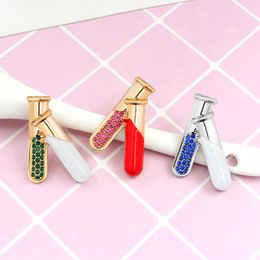 XEDZ Chemical Reagent Tube Brooches 3 Colour Chemistry Laboratory Supplies Test Tube Flask Pin Brooch For Doctors Nurse Jewellery