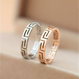 hot sale 316L Titanium steel hollow The Great Wall design lovers Rings 0.3cm width for Women and Men Jewellery free shipping