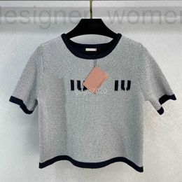 Women's T-Shirt Designer 2023 SS Wool Tee Knits Tops With Letter Pattern Milan Runway Crop Top T-shirt Clothing High End Custom Elasticity Pullover Sweaters Shirt U8XT