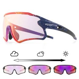 Outdoor Eyewear Hiking Eyewear UV400 Cycling Sunglasses Red Blue Photochromic Man Bicycle Glasses Woman MTB Sunglasses Eyepieces Outdoor Goggles P230518