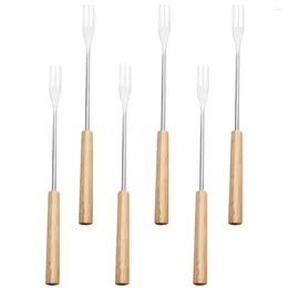 Dinnerware Sets 6Pcs Kitchen Fondue Forks Stainless Steel Cheese Exquisite Fruit Household