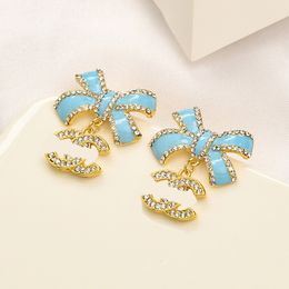 18K Gold Plated Luxury Designers Letter Earring Stud Famous Women Fashion Style bowknot Earring Wedding Party Jewerlry Accessory High Quality 20style