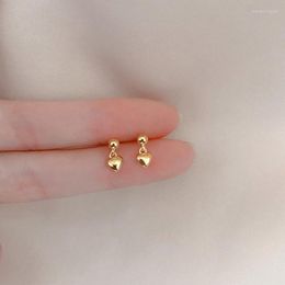 Stud Earrings Gold Color Simple Little Love Girl Net Red Temperament Student Gift Jewelry For Women