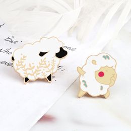 Cute White Sheep Pins Badges for Kids Cartoon Dancing Goat Lamb Brooches Enamel Pin Women Men Animals Metal Badges Jewelry Gifts