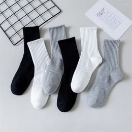 Men's Socks Black And White Solid Color Vertical Striped Mid-tube Men Women Spring Summer Leisure Business Sports