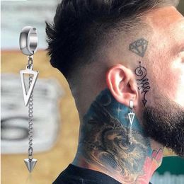 Stud IRREGULAR TRIANGLE LONG CHAIN CUFF EARRING FOR MEN UNISEX Jewellery ROCK THE COOLEST CONCH HOOP CLIP PIERCING WITHOUT PIERCING Z0517